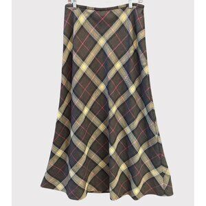 Talbots Plaid A-Line Maxi Skirt Brown Tartan Classic Preppy 90s Y2K Academia